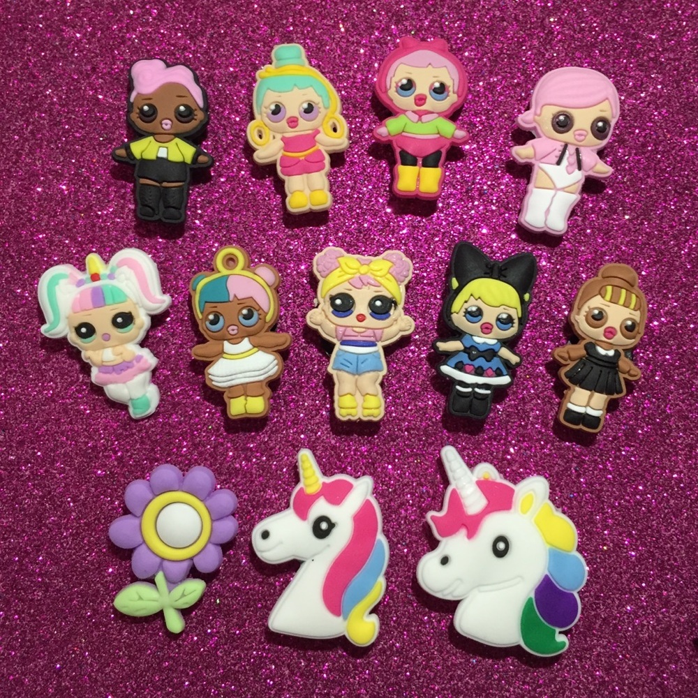 ♡♡ set of 12pcs Unicorns Flowers Shoe Charms